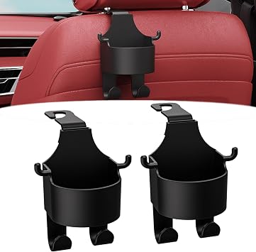 Multifunctional Hook for Car Seat Back, 2024 Upgrade 3 in 1 Car Seat Headrest Hooks, Car Back Hanging Mount Cup Holder for Car Travel Accessories 2PCs