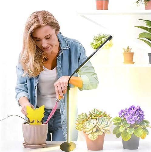 Luz de crecimiento de escritorio para plantas de interior con temporizador, luz flexible de cuello de cisne de 28.7 pulgadas para escritorio, 4