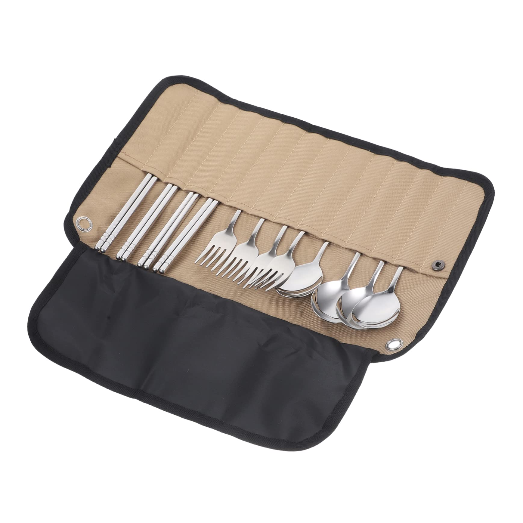 Milisten Camping Besteckset Picknick Geschirr Satz Aus Nylon Mit Rolltasche Leicht Tragbares Outdoor Reisegeschirr Für Camping Wandern Grillen