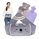 Hot Water Bottle wtih Cover, Hot Water Bag, 1L Rubber Warm Hot Water Bottles Pouch with 130cm Long Soft Waist Cover for Neck, Shoulder, Back, Hand, Legs and Period Pain Relief