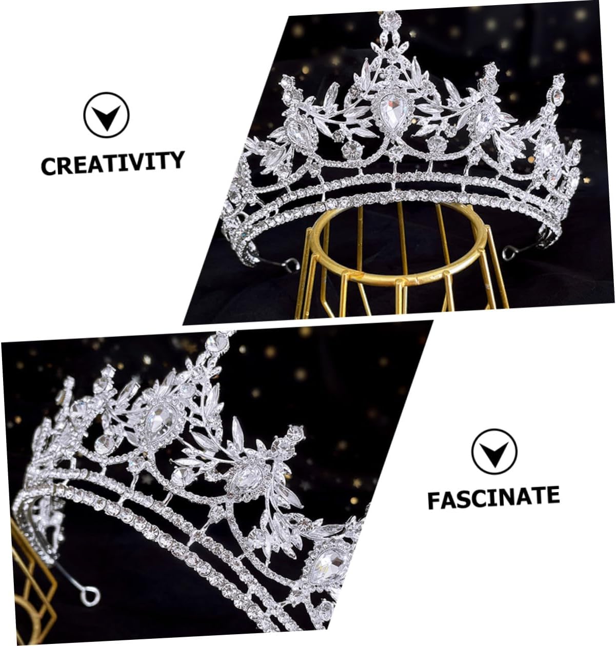 Rhinestone Bridal Crown Tiara Silver Alloy Wedding Hair Accessory for Bride Elegant Wedding Headpiece Party Circlet