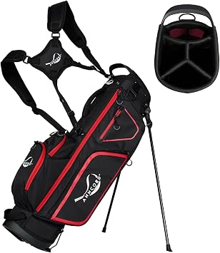 Anncord Golf Stand Bag with 4 Way Full Length Dividers, 4.4 Lbs Lightweight Golf Bag for Men Women, Waterproof Golf Carry Bags w/Stand, 7 Pockets & Cooler Pouch, Dual Straps, Rain Hood