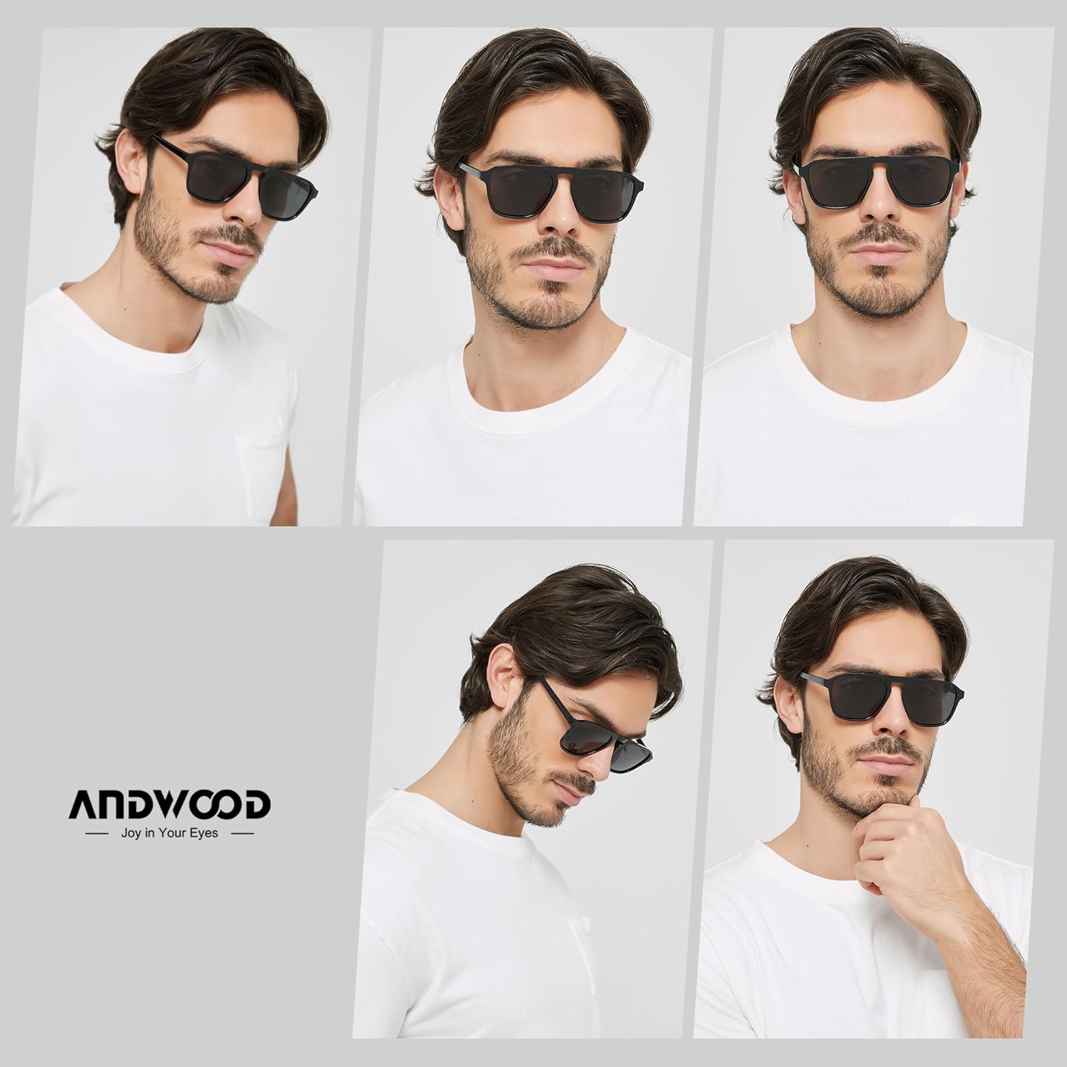 ANDWOOD Square Aviator Sunglasses Polarized Mens Womens UV Protection Sun glasses - Image 4