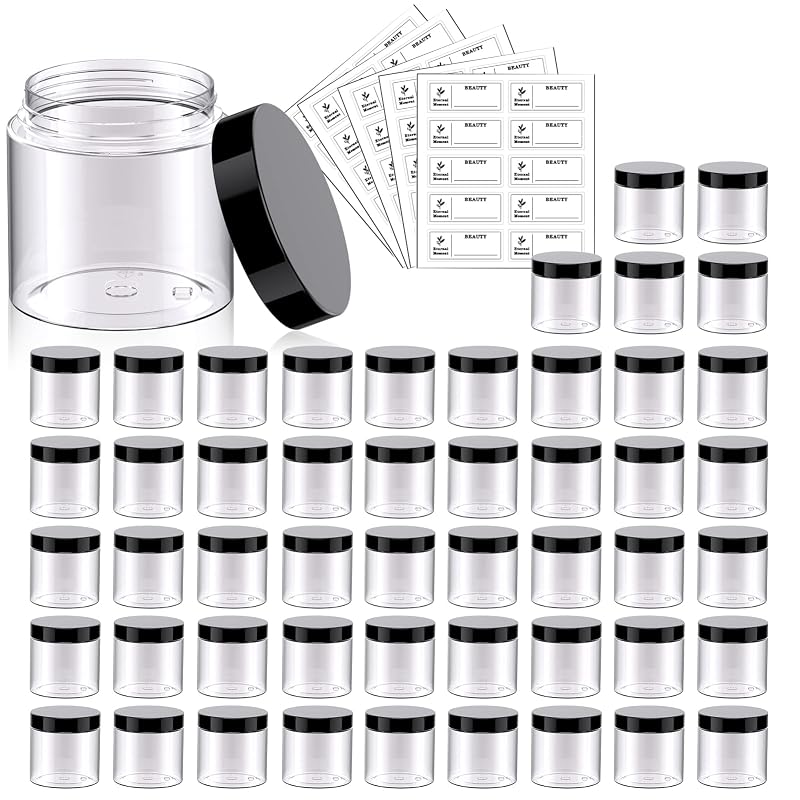 Eternal Moment Frascos Plásticos Transparentes com Tampa, Pacote com 50, 60 mL