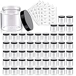 50 Pack 2 OZ Plastic Jars Round Clear Cosmetic Container Jar with Lids, Eternal Moment Plastic Slime Jars for Lotion, Cream, Ointments, Makeup, Eye shadow, Rhinestone, Samples, Pot, Travel Storage