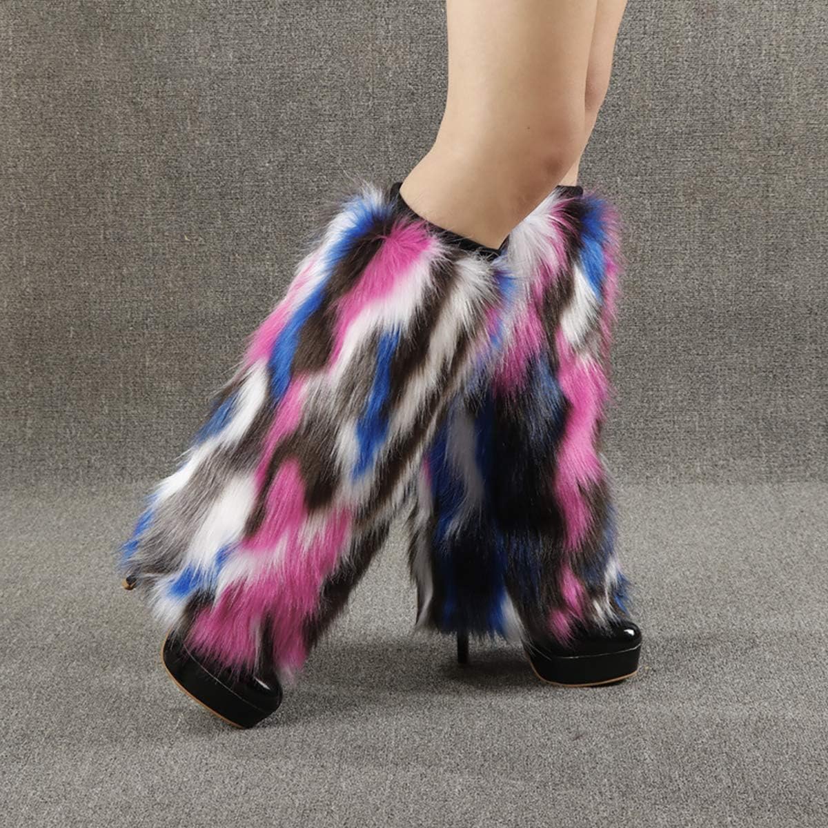 ECYC Fashion Faux Rabbit Fur Leg Warmer Socks Women Plush Shoe Covers Leg Sleeves Fur Boots Cover Stage Props : Clothing, Shoes & Jewelry