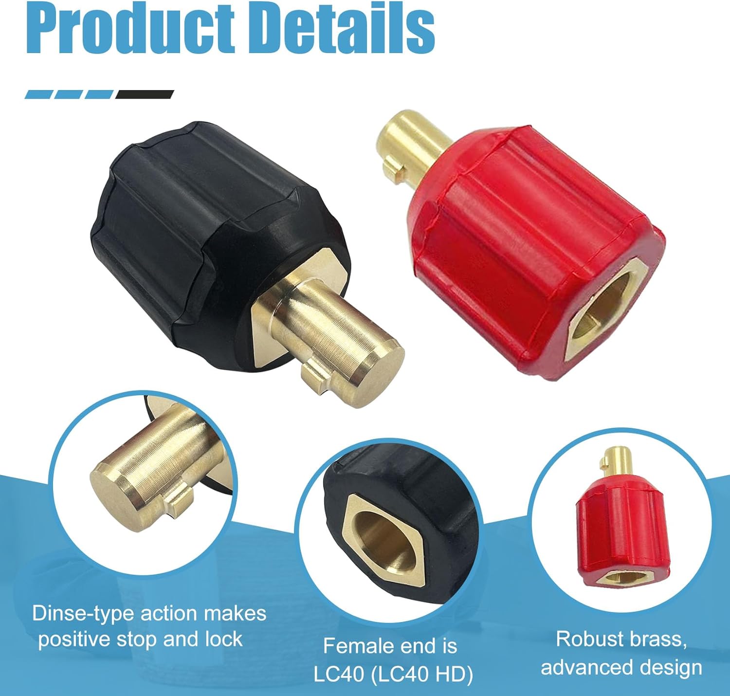 2Pack 05335 Welding Leads Adapter Set, Dinse-Type Machine Plug Connector, Welder Connectors Lenco or Tweco Style LC40 Male to Dinse Style Female,Welder Cable Terminal Adapter Replaces Miller
