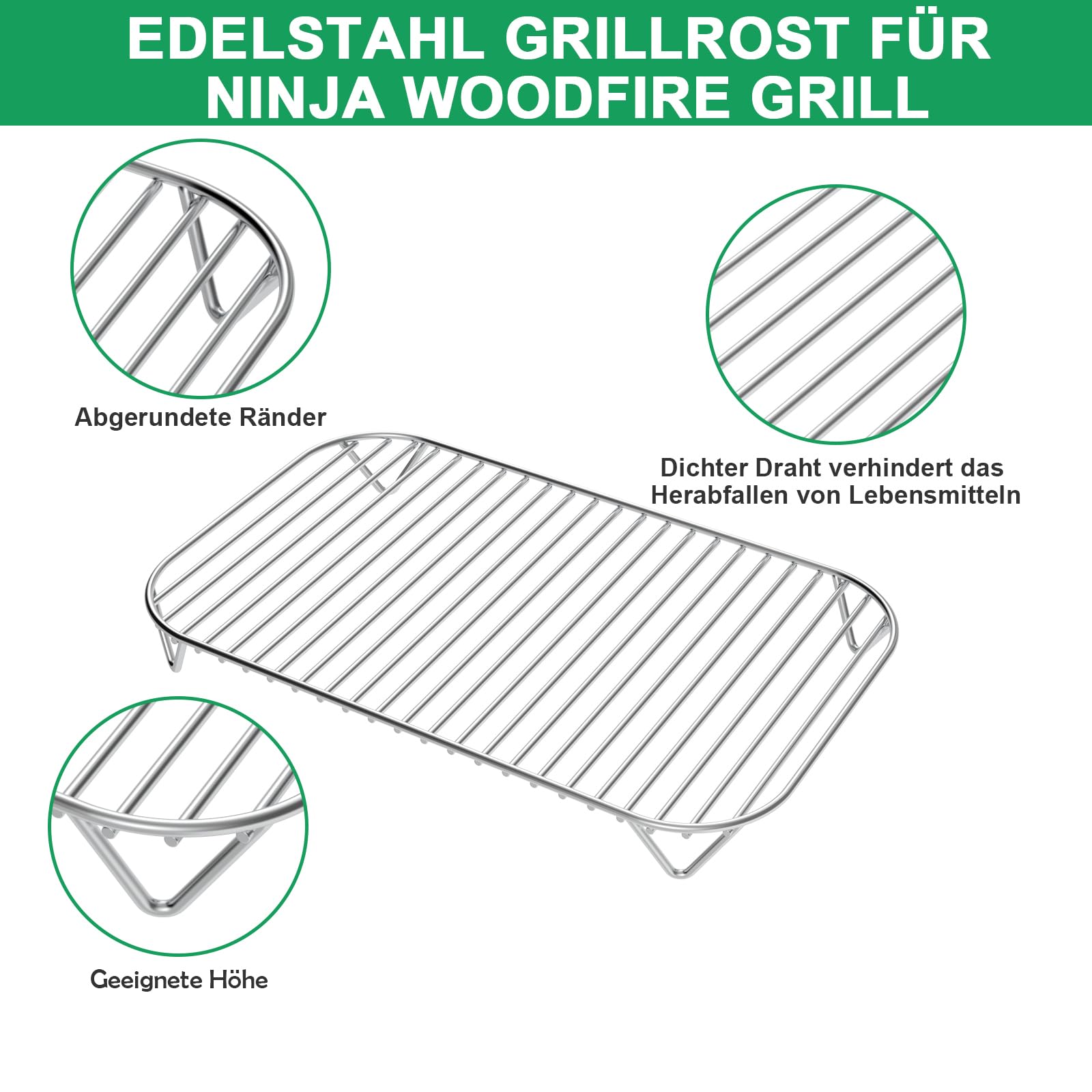 WELL GRILL XSKGRDPLTEU, CB350EU Plaque de cuisson plate et grille de cuisson pour Ninja Woodfire OG701EU, en acier inoxydable, accessoire pour barbecue électrique Ninja Wood Fire