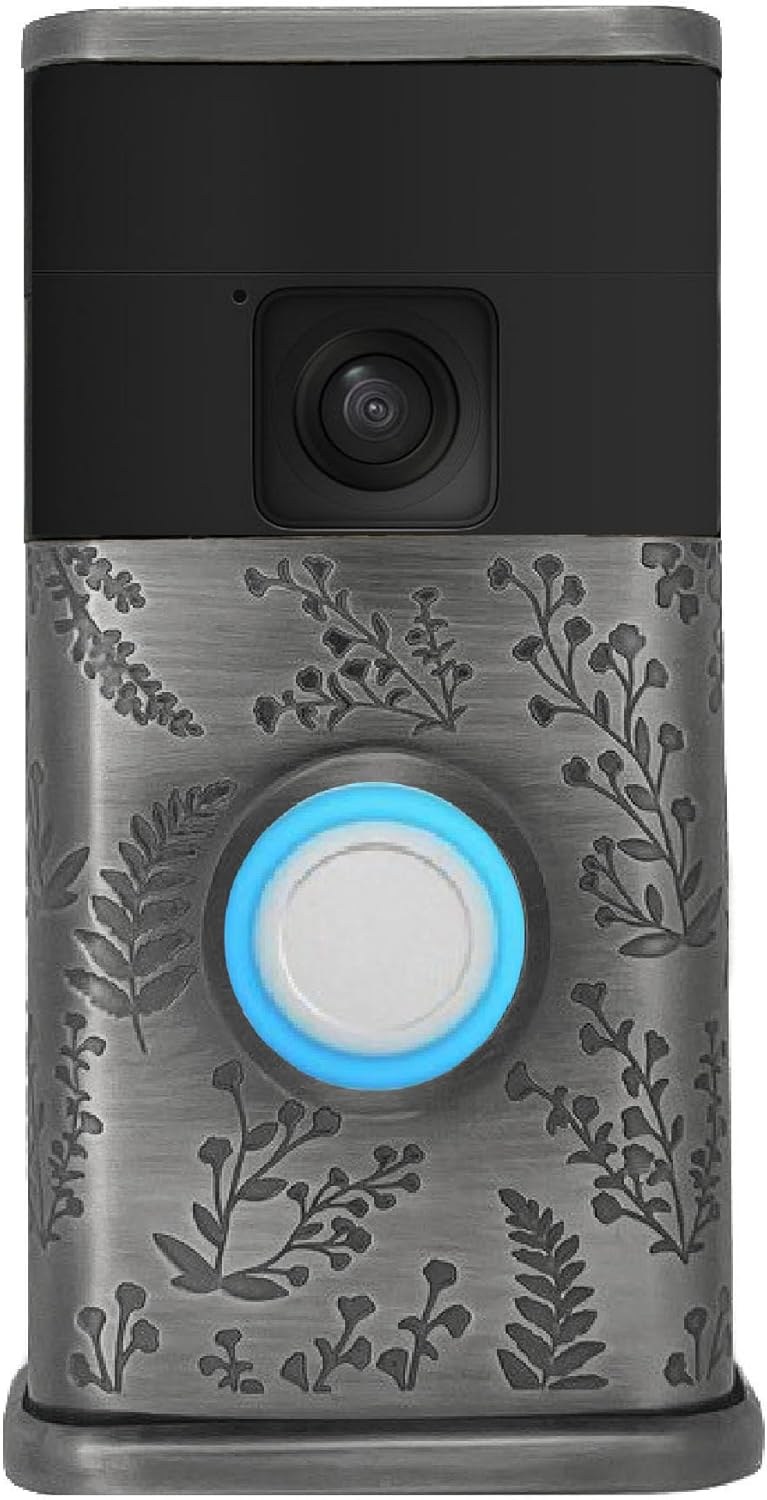 Wildflower Video Doorbell Cover (Compatible with Ring Battery Doorbell - 2024 Release) (Antique Pewter)