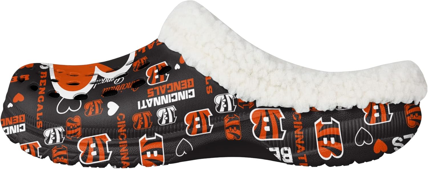 FOCO Women's NFL Team Logo Ladies Sherpa Lined Logo Love Shoe Clogs