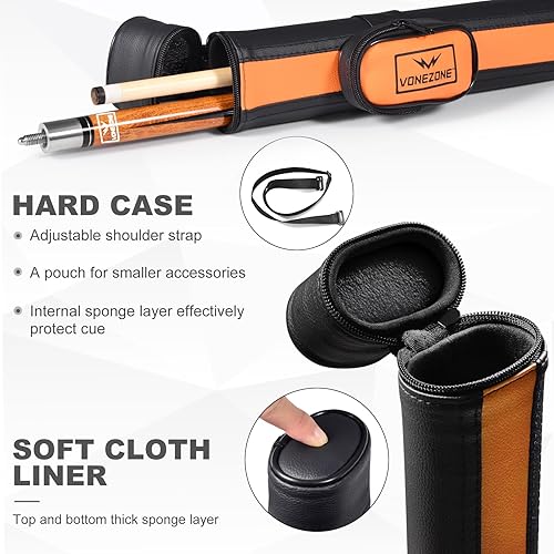 Miniatura 5 de Palo de billar, Pro cue con estuche rígido, juego de tacos de billar de 58 pulgadas, 18-19 onzas, rosanaranjaverde