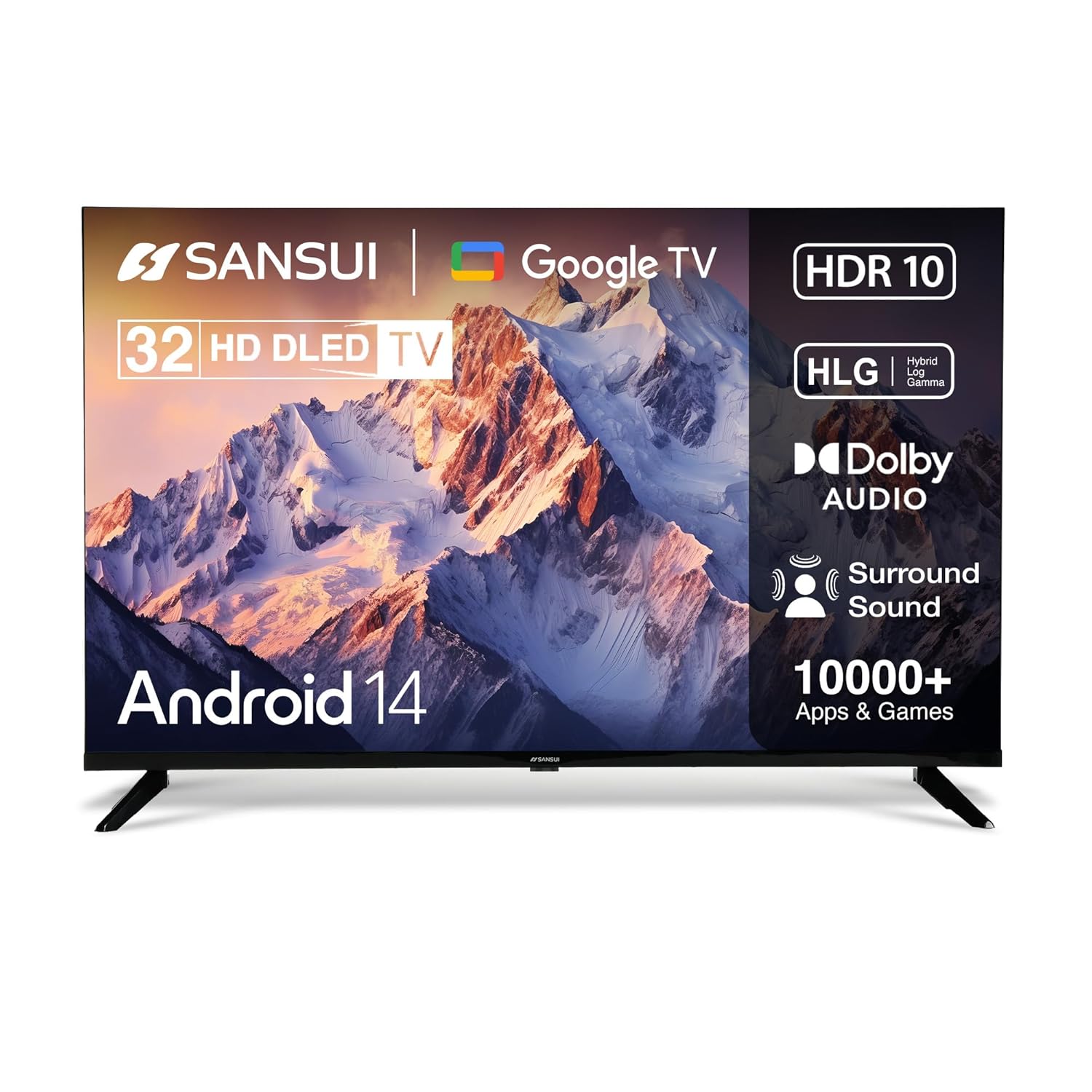 SANSUI 80 cm (32inch) HD Smart Google 5.0 with Bezel Less Design|A+ Grade Panel|Wide Viewing Angle|Dynamic Color Enhancer|Dolby Audio, Filmmaker Mode & HDR10| LED TV (JSW32HG5) SANSUI 80 cm (32inch) HD Smart Google 5.0 with Bezel Less Design|A+ Grade Panel|Wide Viewing Angle|Dynamic Color Enhancer|Dolby Audio, Filmmaker Mode & HDR10| LED TV (JSW32HG5)