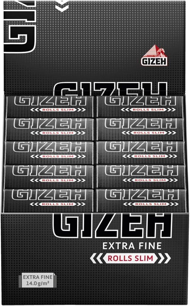 Gizeh 17265 Extra Fine Slim Rolls, 5 Metres, Box of 20, 12 x 6 x 4 cm, black