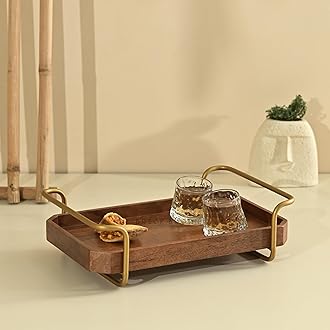 Brick Brown® Premium Handcrafted Wooden Homeydo Serving Tray | Tea Tray for Home, Kitchen, Dining Table, Restaurant, Office | Decorative Organizer Tray for Snacks, Breakfast, Platter – 16.2 x 11 Inch