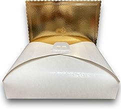 Kit of 1 Golden Cardboard Cake Plate with Wavy Edge + related Cardboard Cake Box (40 x 50)