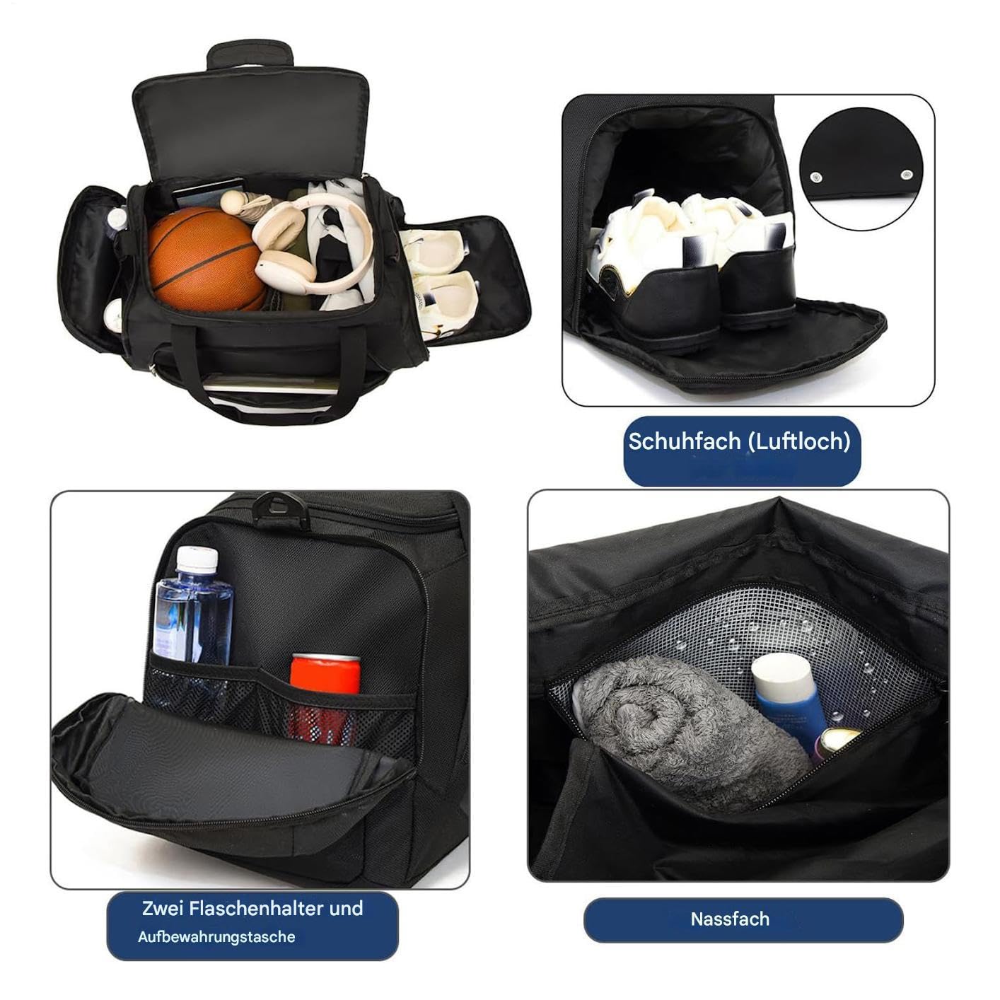 Borsa Sportiva Impermeabile Con Foro Per La Ventilazione, Portabottiglie,