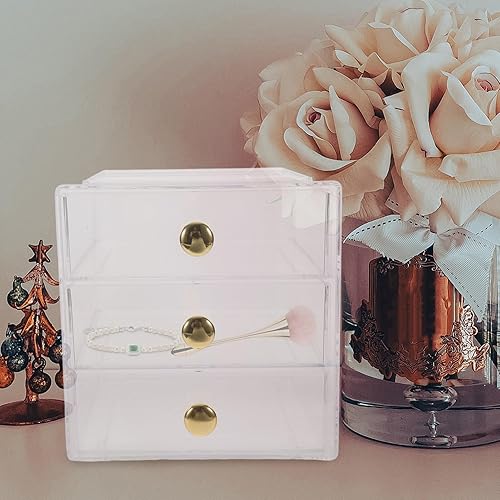 Miniatura 6 de Cabilock Caja de almacenamiento transparente apilable versátil organizador para maquillaje, joyas y cuidado de la piel, diseño elegante para uso en