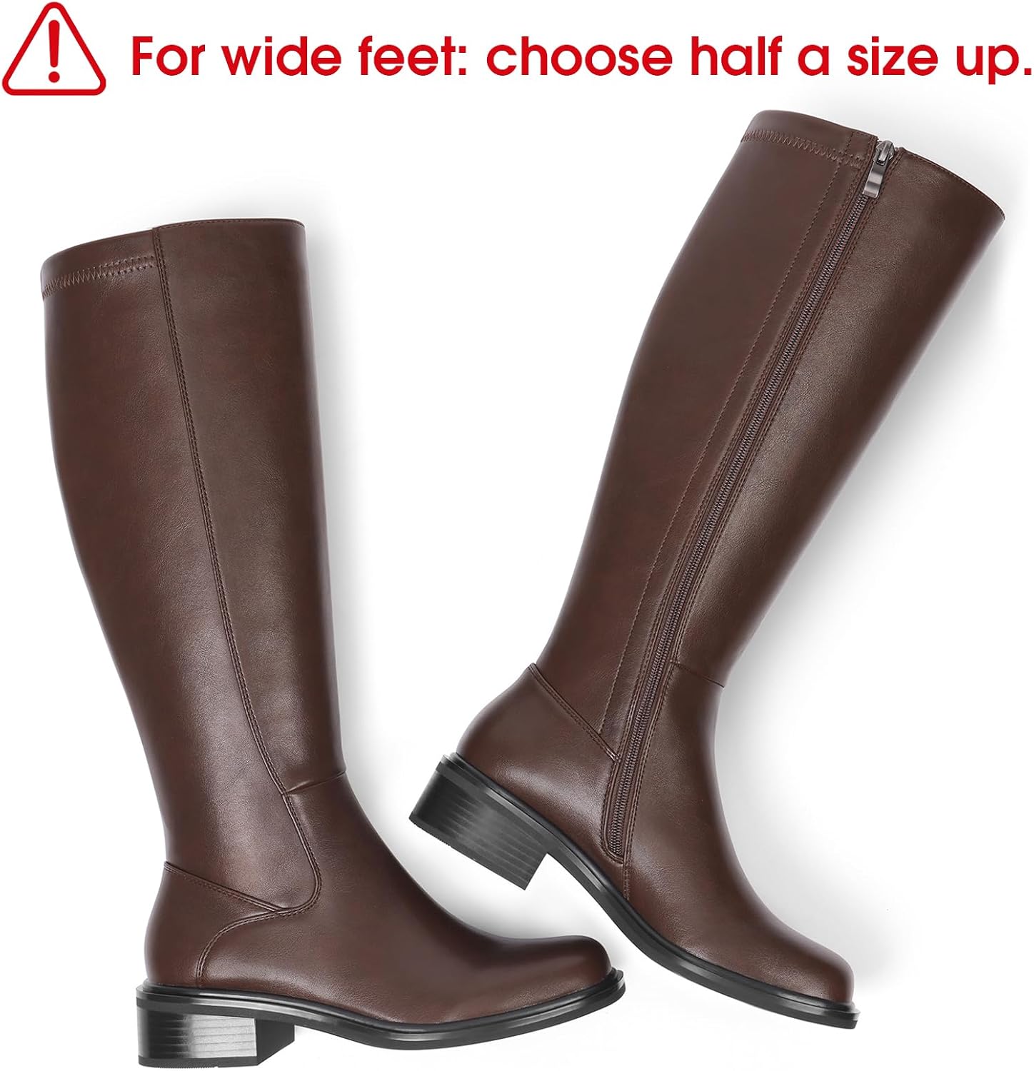 Lumeheel Black Knee High Boots for Women - Low Heel Square Toe Fall Tall Boots with Side Zipper - Image 4