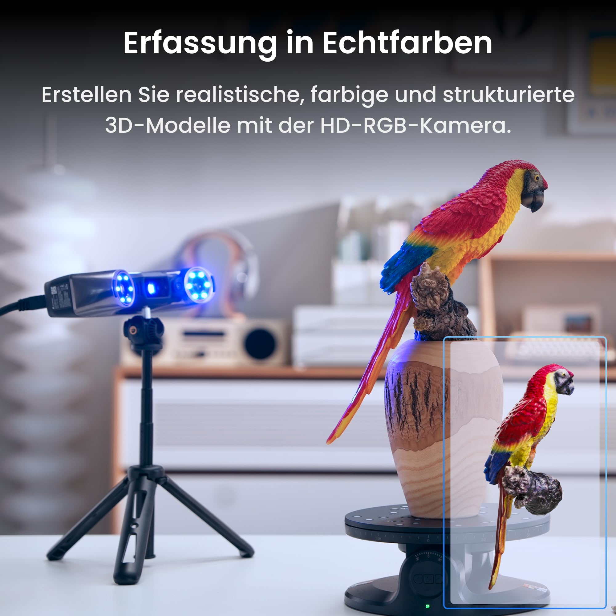 Revopoint MetroY Pro 3D-Scanner für 3D-Druck, 5 Scanmodi, bis zu 0,01 mm Präzision, 34+15+1 industrieller Blaulaser-Handscanner, 62-Linien-Vollfeld, Echtzeit-Vorschau, Wi-Fi 6, Vollfarbe