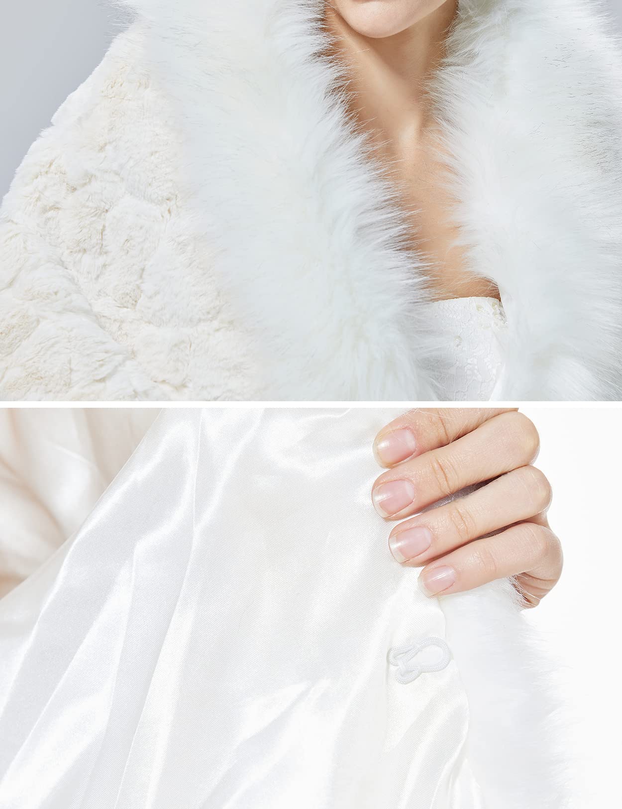 BEAUTELICATE Scialle Stola in Pelliccia Sintetica Donna Mantella Bolero Coprispalle Sciarpa Ecopelliccia Sposa per Matrimonio Inverno Cerimonia Festa Avorio Nero