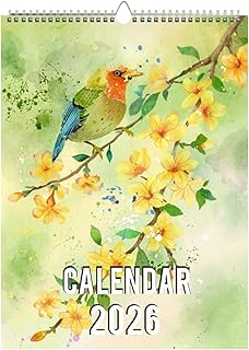 エキゾチックな鳥12か月計画カレンダー - 鳥のカレンダー2026、ネイチャーラバーズコレクションホームオフィスアパートベッドルームリビングルームスタディキッチンのオーガナイザー