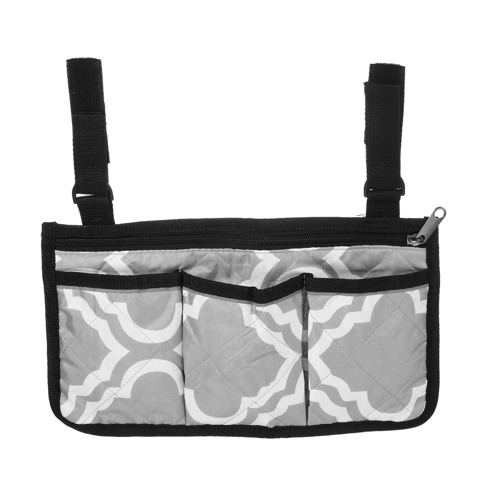 PATIKIL Chair Armrest Organizer, Waterproof Beach Chair Hanging Storage Pouch Arm Rest Magazine Snack Bag with 4 Pockets for Camping Outdoors, Grey White