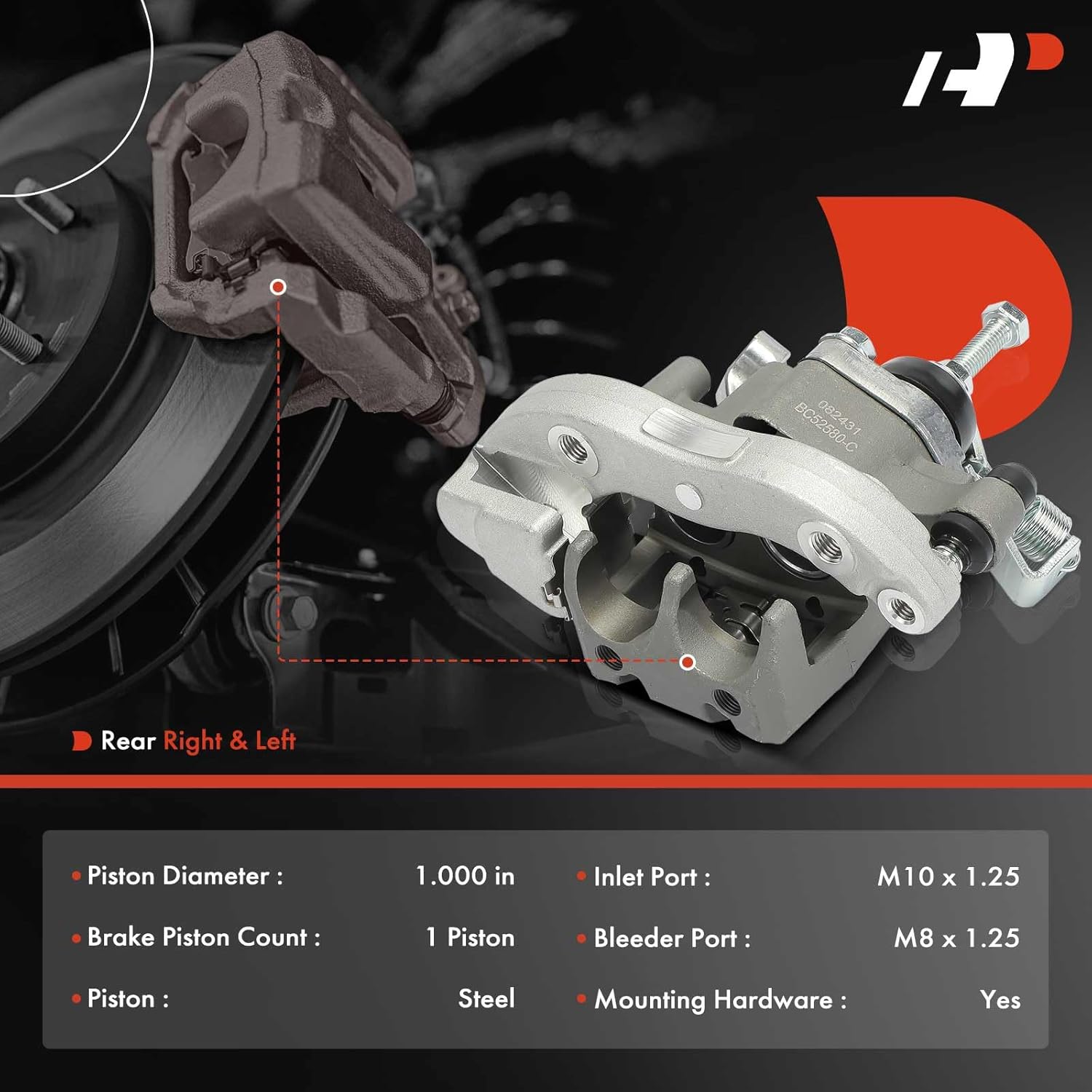 A-Premium Disc Brake Caliper Assembly With Bracket Compatible with Yamaha Raptor 700 2013-2021, Raptor 700R 2013-2021, YFZ450 2006-2013, YFZ450R 2009-2021, YFZ450X -Rear Driver or Passenger Side