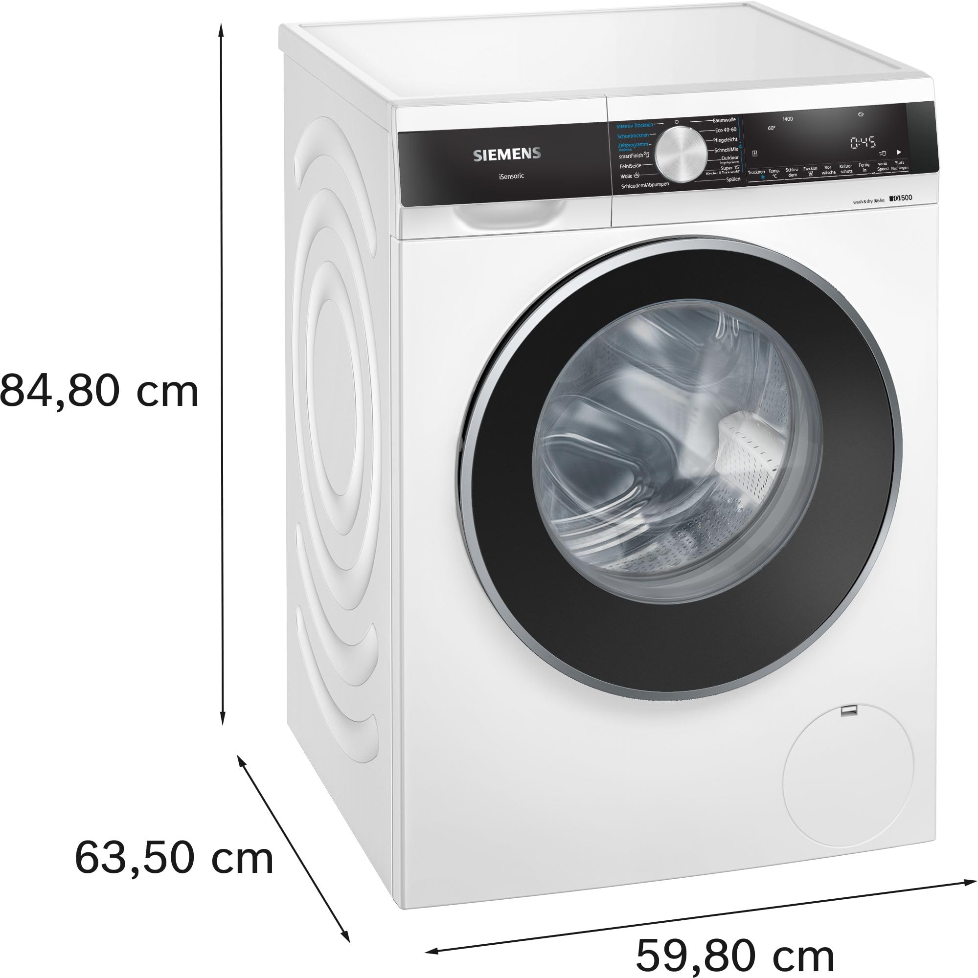 Siemens iQ500 WN44G242 Waschtrockner 9/6 kg waterPerfect Plus Antiflecken-System smartFinish autoDry iQdrive Wash & Dry 60 aquaStop