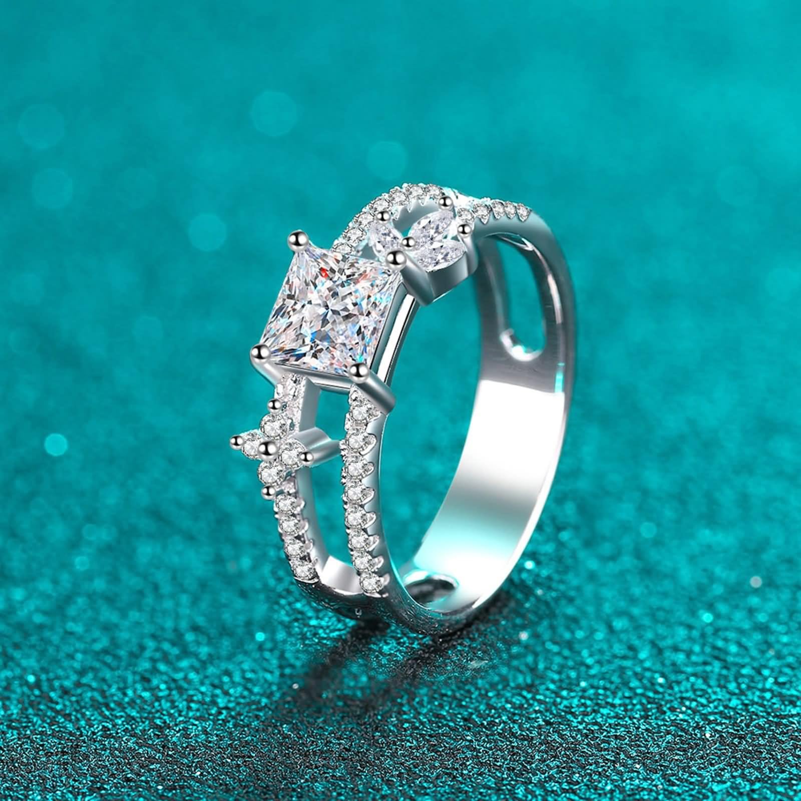 Anelli di promessa da donna, in argento Sterling con zirconia cubica/moissanite