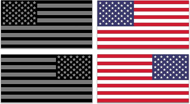 4 Pack | Subdued American USA Flag Stickers | Regular and Inverse | Vinyl Decal for Car Truck Phone 3" x 2" 4 Pack