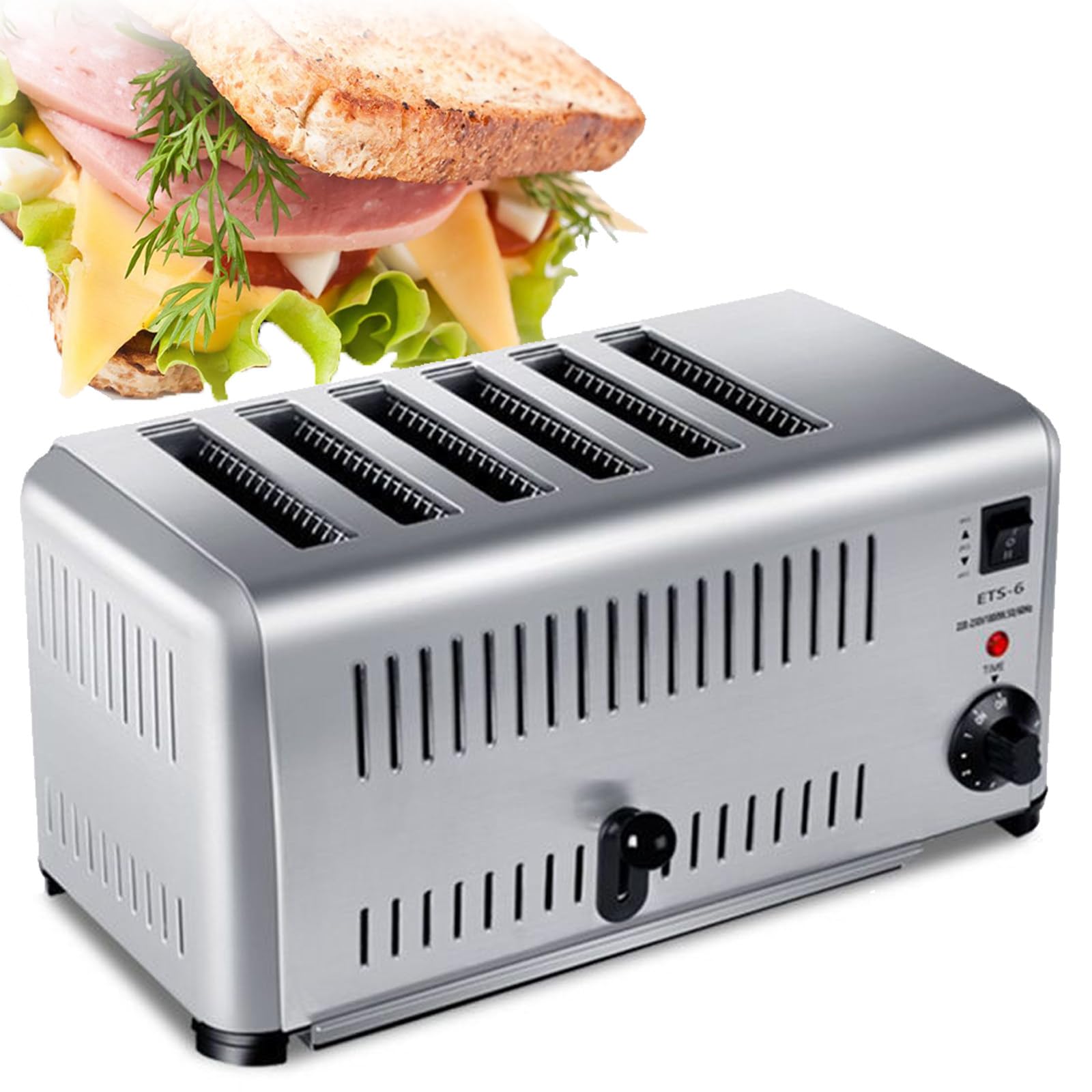 Tostadora Con Ranuras Anchas, Tostadora De Ranuras Largas Para Bagels, Waffles Y Tostadas, 5 Niveles De Tostado, Acero Inoxidable, Bandeja ExtraíBle, Funciones De,Sixpieces