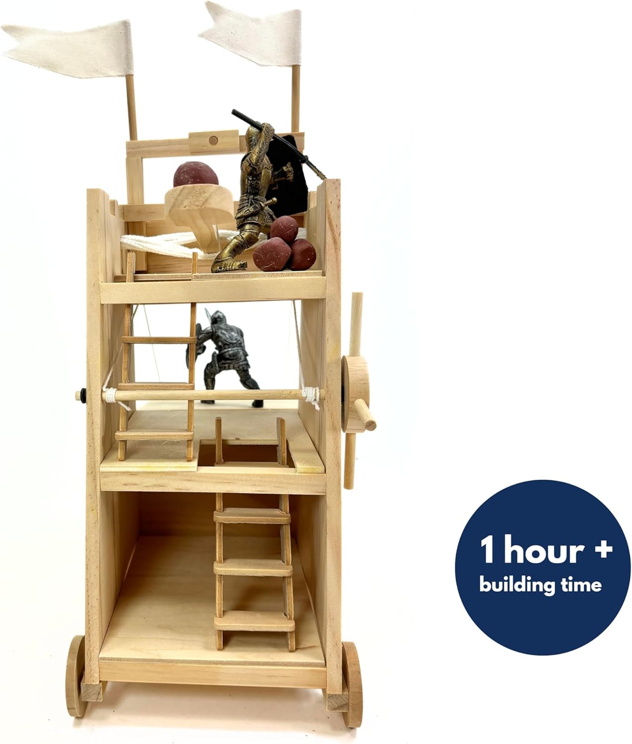 PATHFINDERS STEM Kit – Medieval Siege Tower with Catapult | Wooden Building Kit for Teens and Adults | Engineering & Physics Toy | Hands-On STEM Project