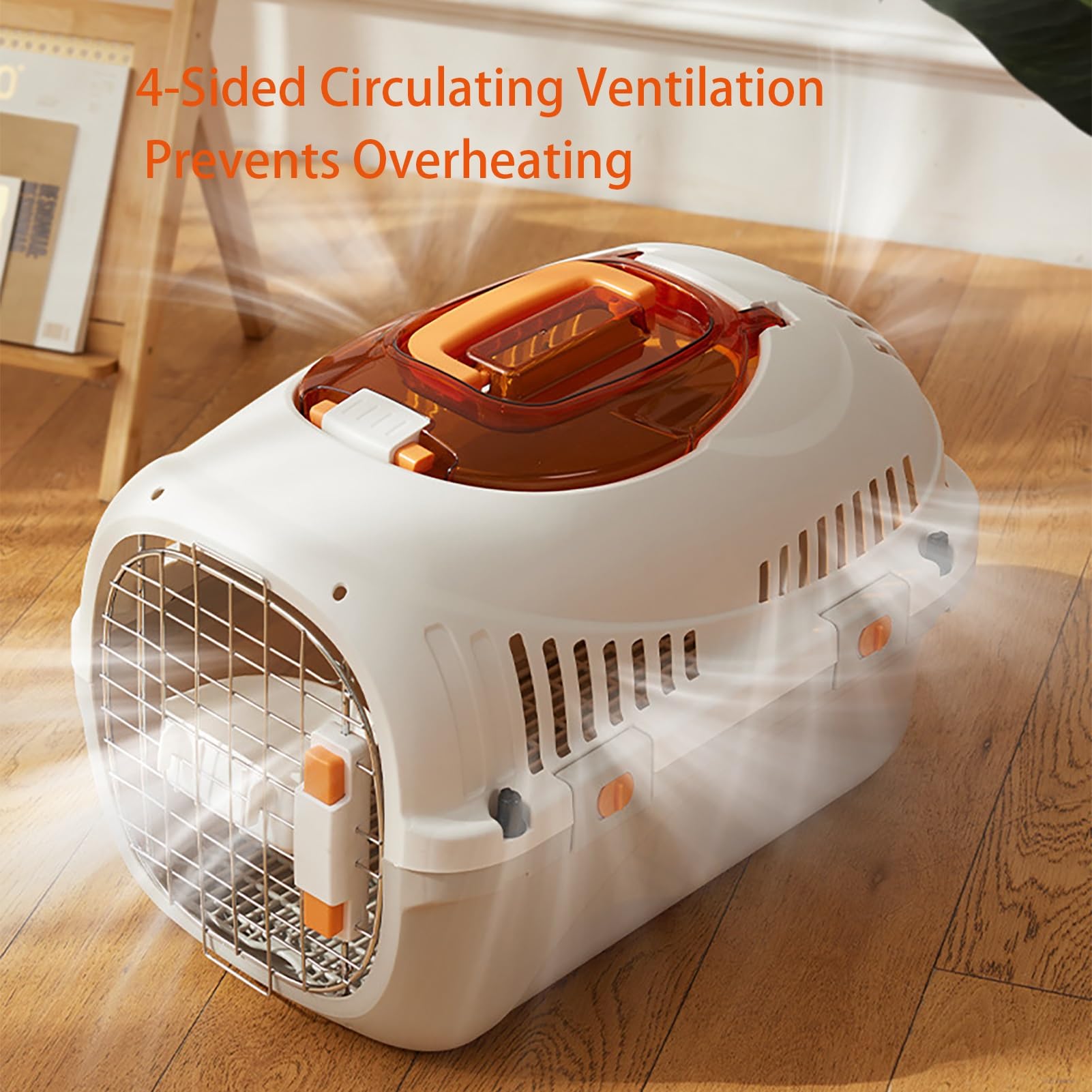 Trasportatore Leggero per Animali Domestici, Trasportino Rigido per Gatti e Cani, Custodia per Viaggio Omologata per Aereo con Struttura Robusta e Design Traspirante, Ideale per Viaggi(White,Skylight)