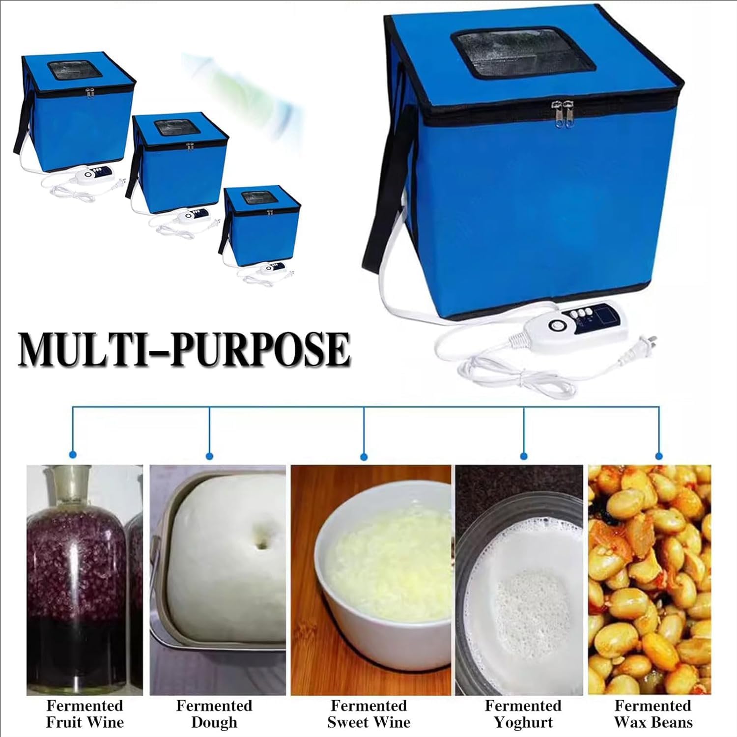 Impasto con kit riscaldatore, regolazione ad alta e bassa temperatura, ideale per pane, yogurt, natto, strumenti per la preparazione del pane di alta qualità (rosso, 27 cm)