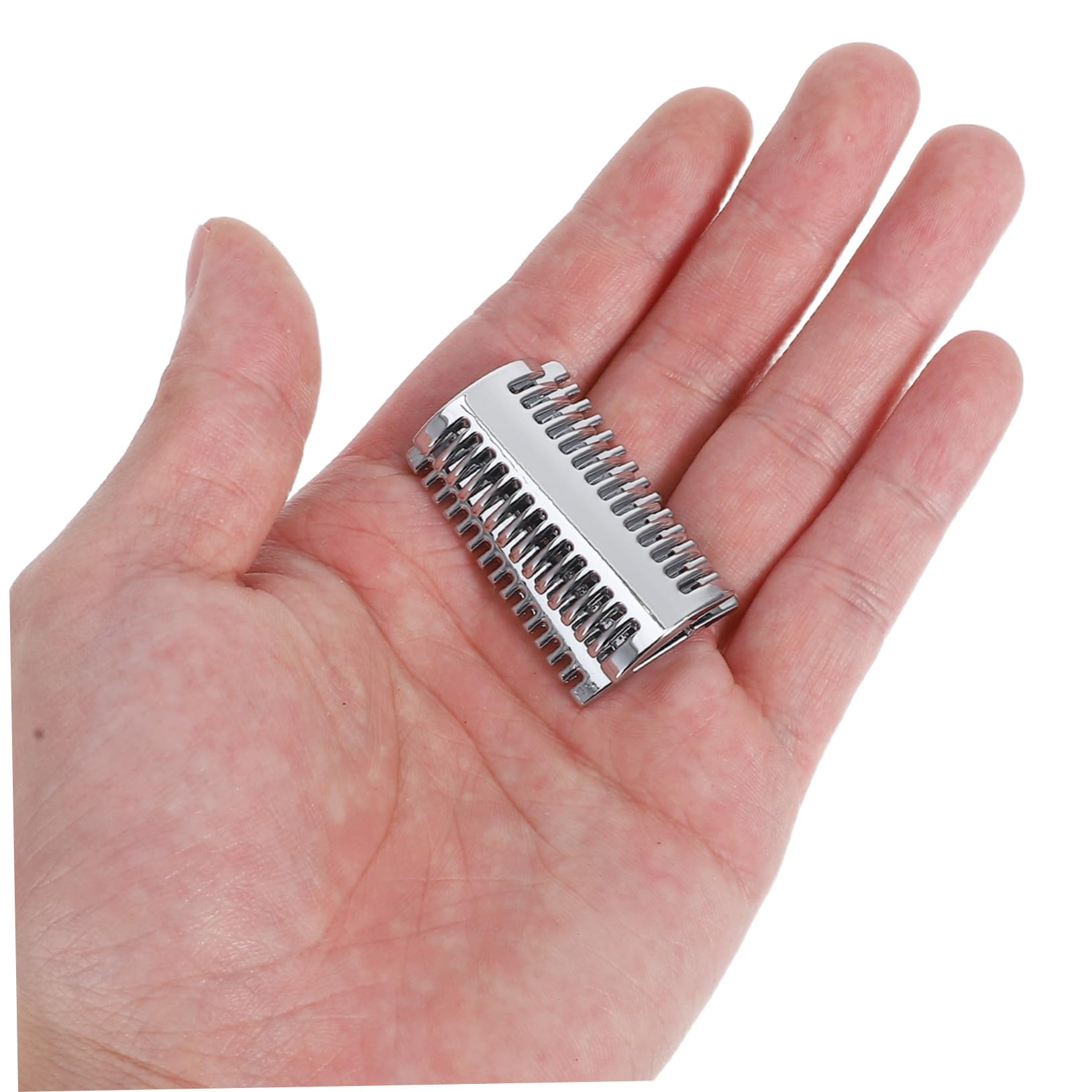 MERRYHAPY Testina Ricambio Rasoio Sicurezza in Lega Doppia Pettine in Metallo Solido Compatibile con Manici Standard per Barba Uomo e Donna Finitura Lucida Argento Resistente e Duratura