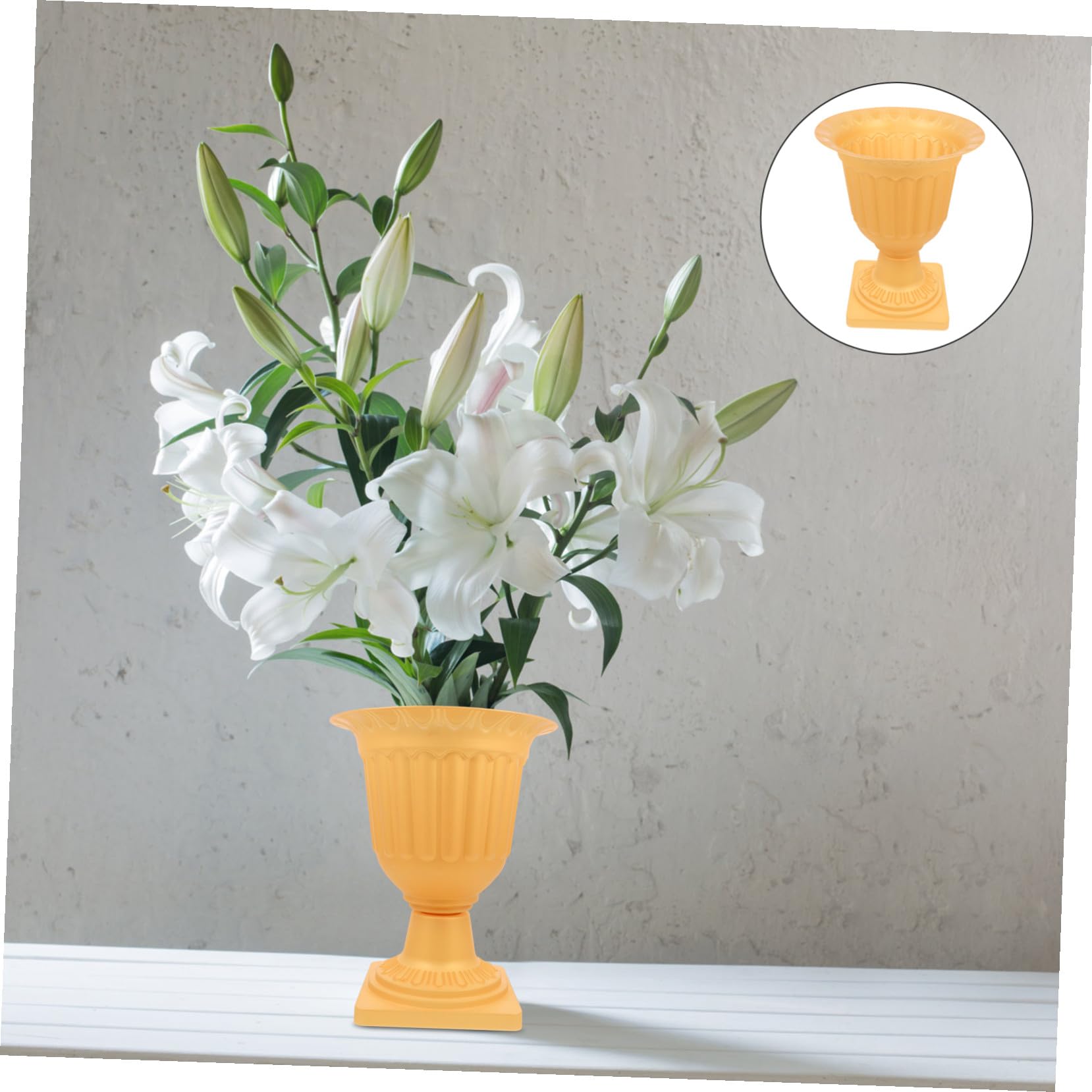 2 Szt. Roman Flowerpot European Style Planter for Wedding Party And Outdoor Garden Decoration Plastic Grecian Flower Pot for Balcony Porch Courtyard And Road Guiding