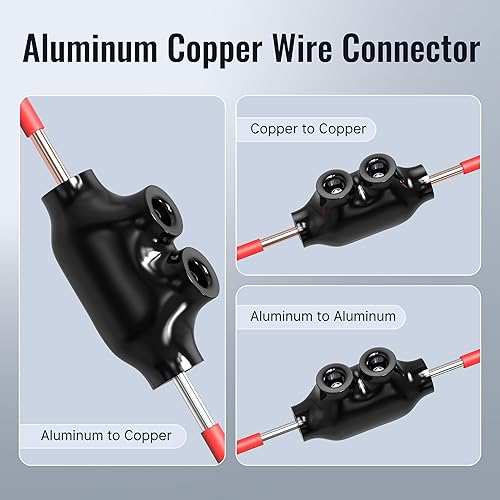 Miniatura 3 de Paquete de 5 conectores aislados de empalme en línea 2-14 AWG de aluminio a cobre, conectores de cable con aislamiento hexagonal Allen ranurado de