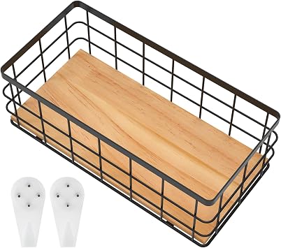 Metal Storage Basket, Rectangle Metal Baskets, Wire Storage Baskets, Decorative Toilet Paper Versatile Bathroom Basket for Bathroom Kitchen black-L