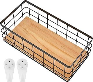 Metal Storage Basket, Rectangle Metal Baskets, Wire Storage Baskets, Decorative Toilet Paper Versatile Bathroom Basket for Bathroom Kitchen (black-L)