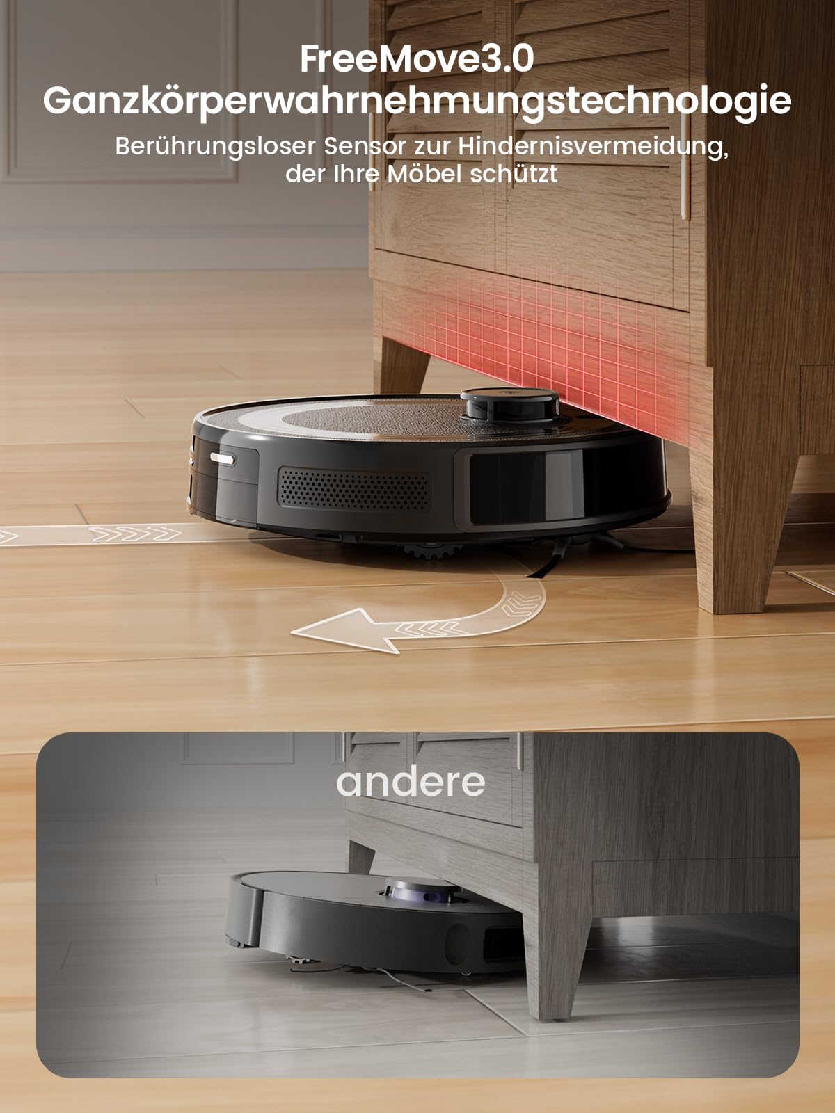 Lefant M2 Saugroboter Mit Wischfunktion, Staubsauger Roboter 6000 Pa Saugkraft, Laser-Navigation, PSD-Vermeidungstechnologie, Laufzeit von 240 Minuten, Roboterstaubsauger mit APP Steuerung