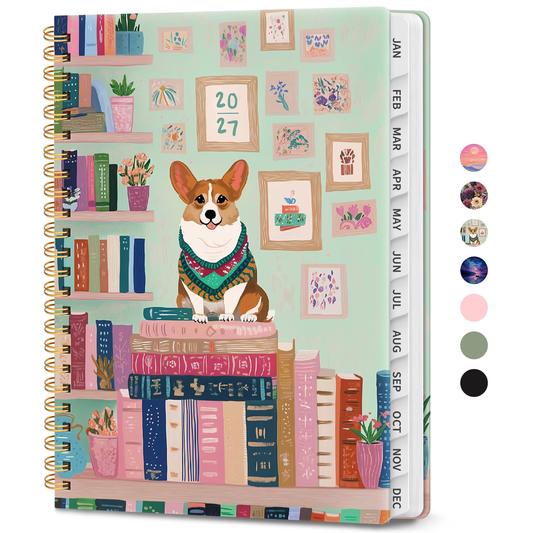 Planning 2027 - 21,6 x 27,9 cm - Calendrier hebdomadaire et mensuel - De janvier 2027 à décembre 2027 - Couverture rigide avec onglets mensuels, pages de notes - Parfait pour homme et femme - Format