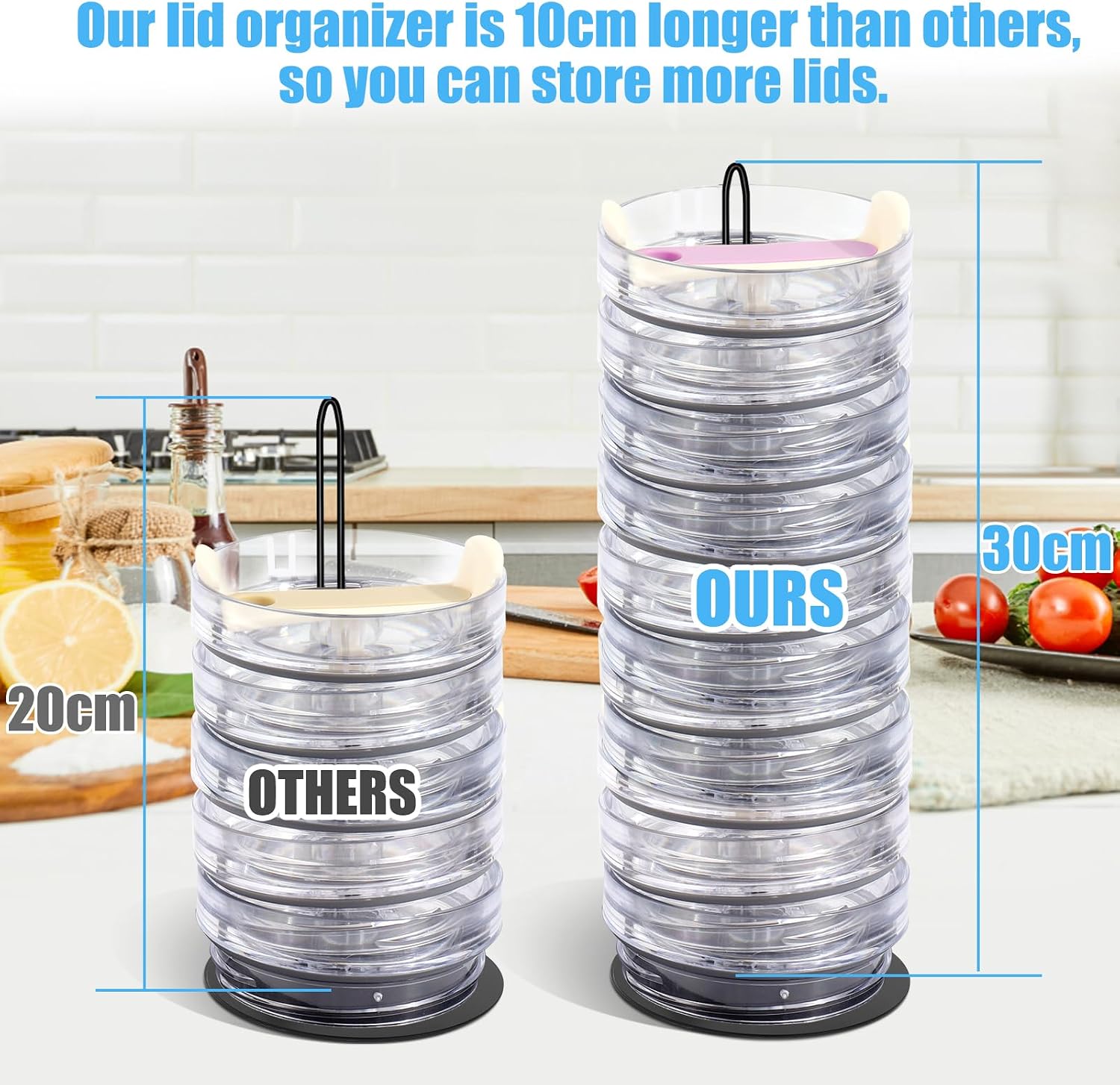 Vodolo Tumbler Lid Organizer,Cup Lid Holder,Slim Vertical Storage for Up to 15 Lids,Cup Lid Organizer for YETI/Stanley/Simple Modern,Save Pantry, Countertop,Kitchen Cabinets Space