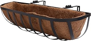 Cabilock Vaso de metal para pendurar, cesta de coco, palmeira, recipiente de flor de ferro, cestas de flores, cabide em forma de meia lua para uso interno e externo, jardim, vaso de flores, 61 cm