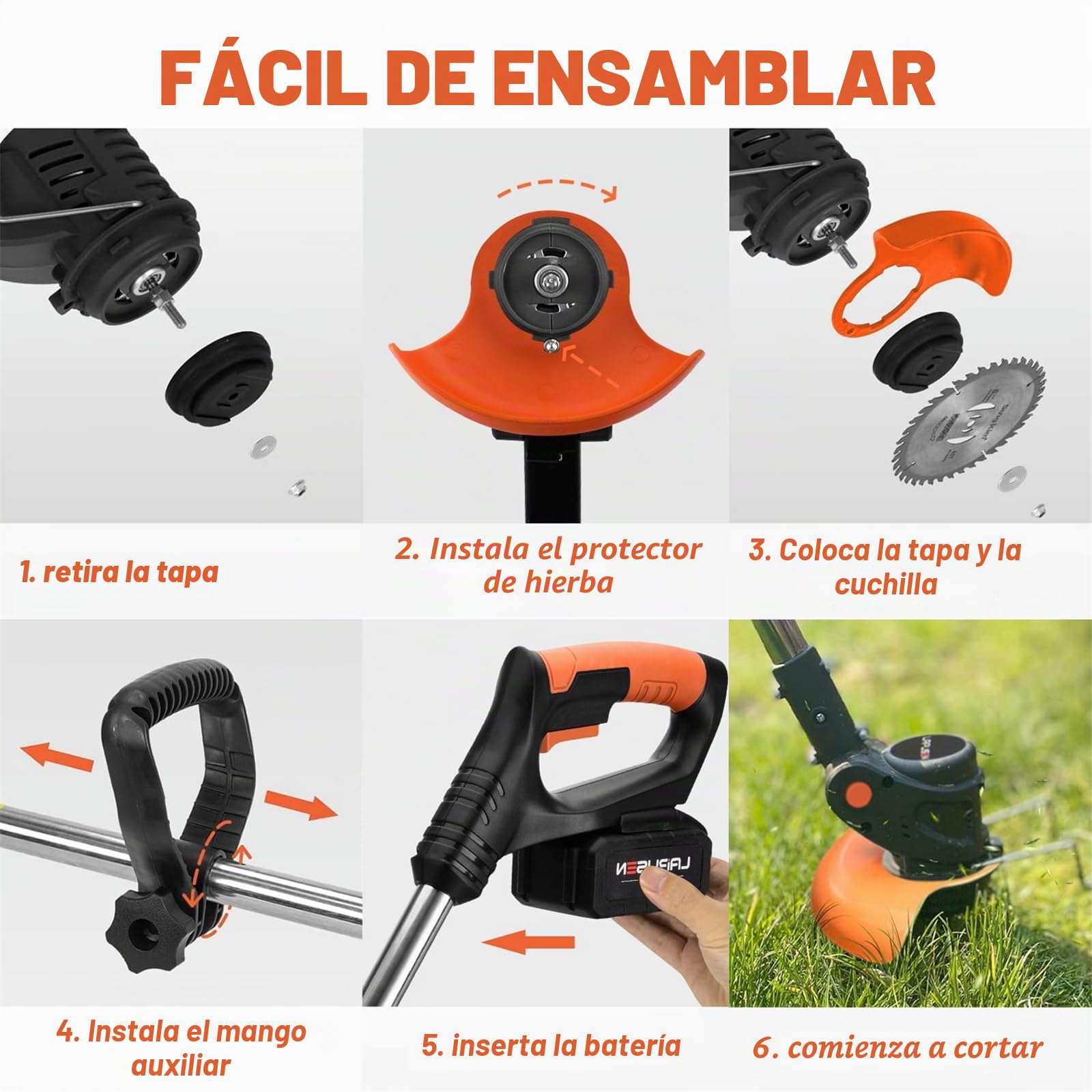 Podadora de césped sin cable, desbrozadora eléctrica telescópica, desbrozadora de jardín eléctrica para cortar césped y malezas, bordeadora ligera, adecuada para césped de jardín y arbustos