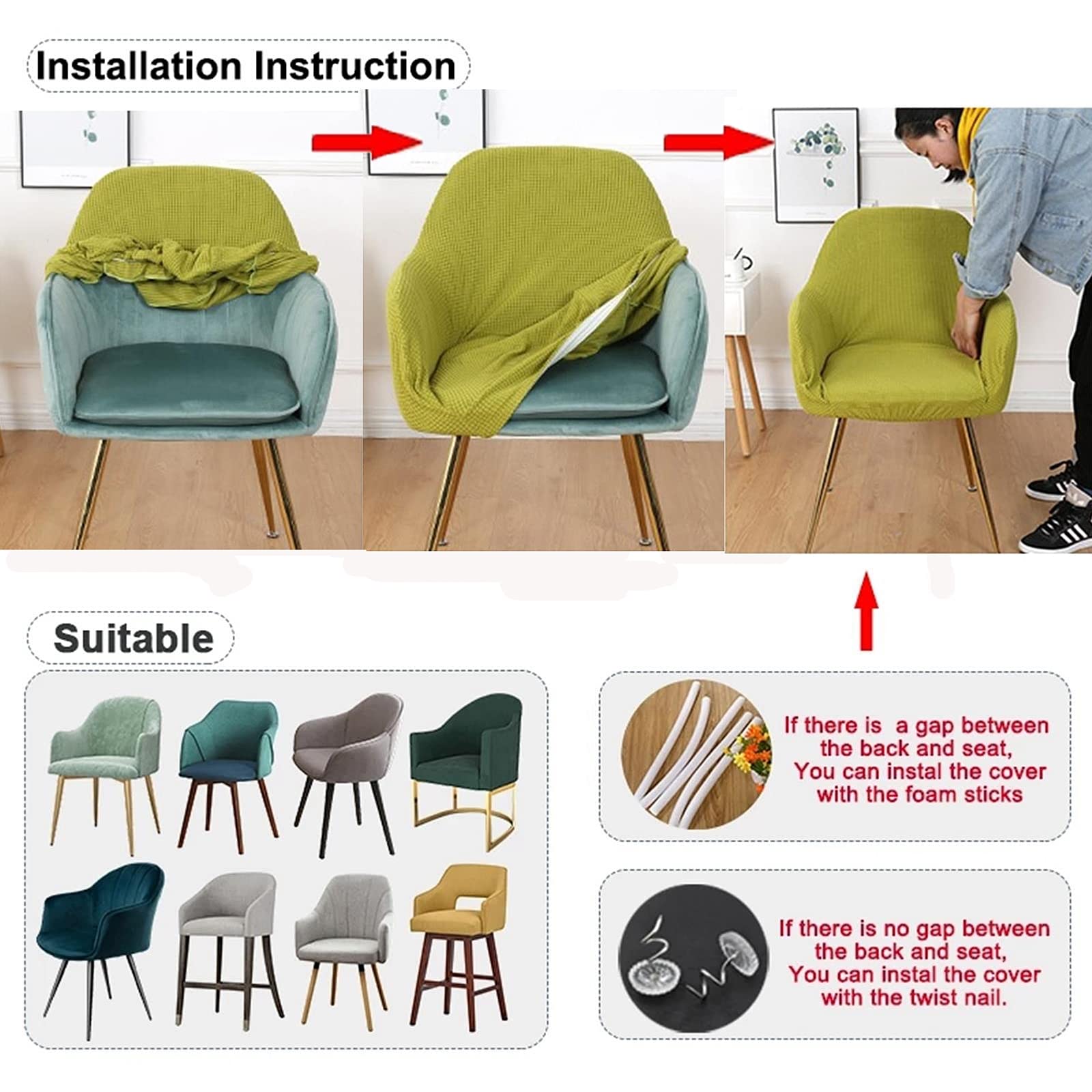 Juego de 4 fundas elásticas para sillas de comedor, fundas protectoras para silla alta, respaldo y sillón, paquete de 4 unidades