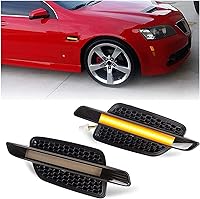 Vista 12 de ECOTRIC Luces de posición laterales compatibles con Pontiac G8 2008-2009 con bombillas halógenas ámbar para parachoques laterales, lentes ahumadas