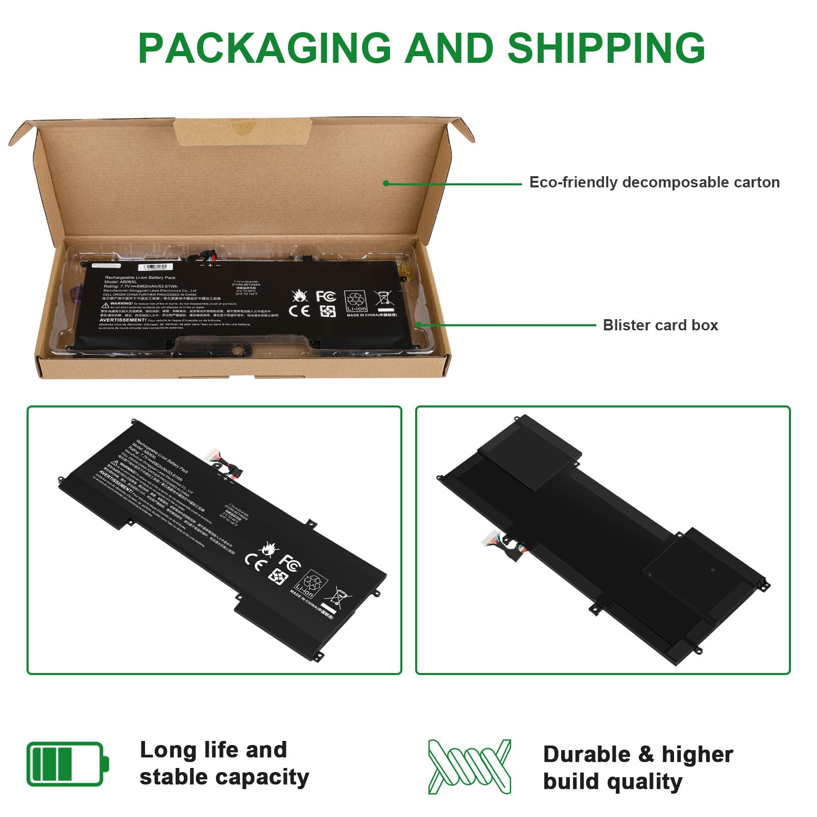 ASUNCELL 7.7V/53.61Wh AB06XL Batería para portátil para HP Envy 13-AD Series, AB06XL AB06053XL HSTNN-DB8C 921408-2C1 921408-271 921438-855 TPN-I128