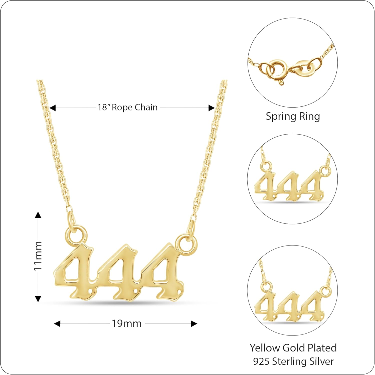 AFFY Angel Number Necklace for Women, 14K Gold Over 925 Sterling Silver Numerology Pendant Jewelry (111 222 333 444 555 666 777 888 999) with 18" Chain, Spiritual Manifestation Lucky Charm Gift