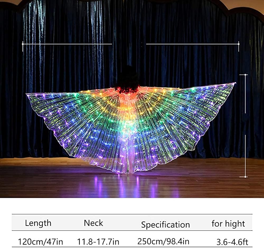 LED Isis Wings Glow Lights Up Belly Dance Costumes kids Belly Dance Wings Led(Kids-Colorful) : Sports & Outdoors