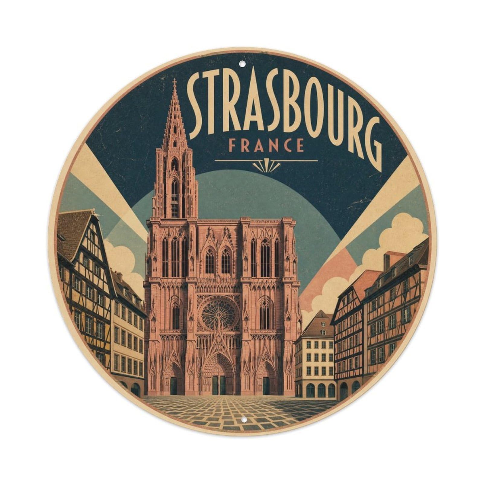 Metal Tin Sign Travel Vintage France Strasbourg